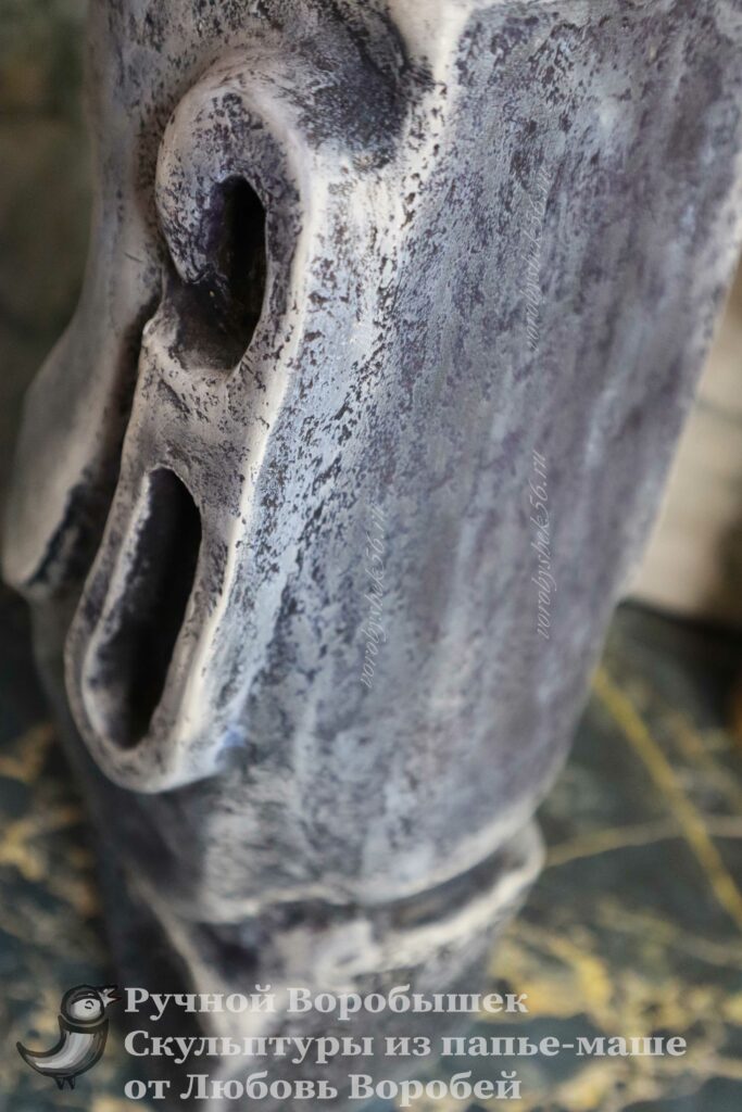 Истукан Моаи каменный из бумажной глины папье маше тяжелый для декора интерьерная скульптура хенд мейд рукоделие подарок ручная работа оренбург купить заказ