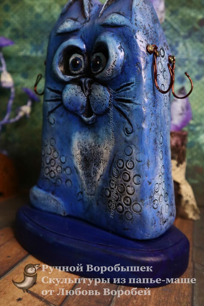 синий кот мультяшный смешной прикольный синего цвета синий котик коты веселый кот фигурка скульптура интерьер рисунок голубой кот котофей 