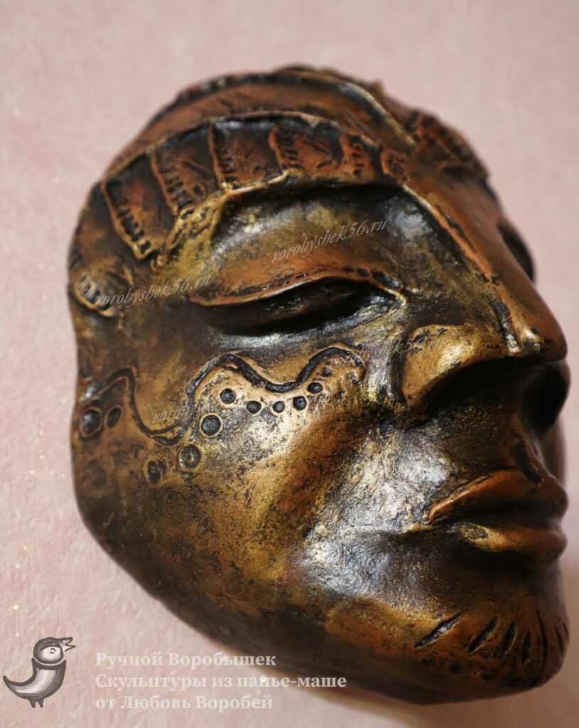 интерьерная маска декоративная маска Морис папе-маше переклей бумажная глина творческая мастерская ручной воробышек ручная работа Любовь Воробей Оренбург